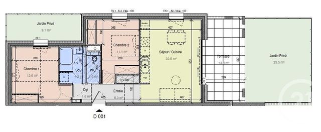 Appartement T3 à vendre - 3 pièces - 58.8 m2 - CHALLES LES EAUX - 73 - RHONE-ALPES - Century 21 Immobilière De La Vallée