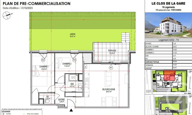 Appartement T3 à vendre - 3 pièces - 69.94 m2 - PONTCHARRA - 38 - RHONE-ALPES - Century 21 Immobilière De La Vallée