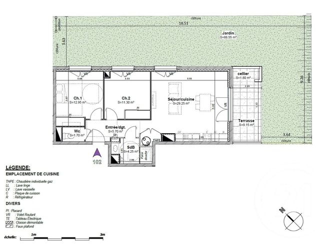 Appartement T3 à vendre - 3 pièces - 65.15 m2 - GONCELIN - 38 - RHONE-ALPES - Century 21 Immobilière De La Vallée